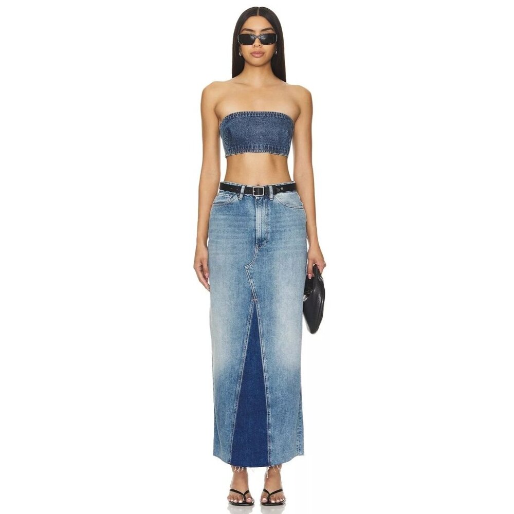 3x1 Denim Maxi Skirt Blue Size 27 Made in Italy New With Tag - Picture 4 of 6